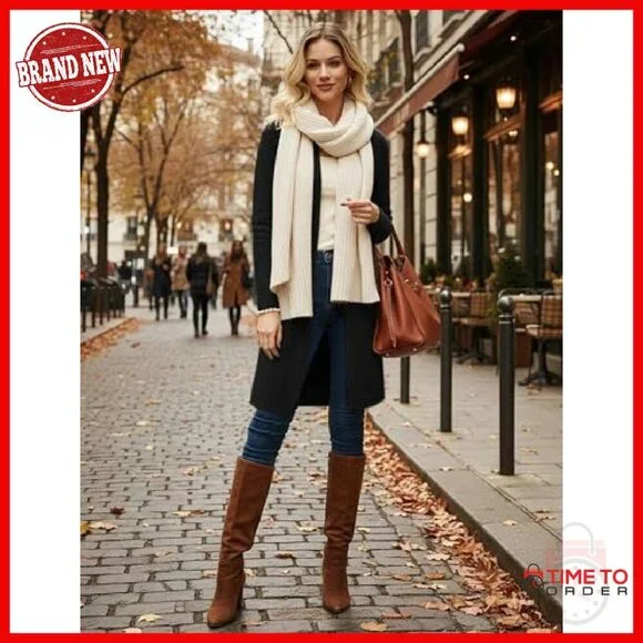 Long Fuzzy Cardigan Sweater with Pockets, Chunky Knit Winter Coat - Picture 7 of 8